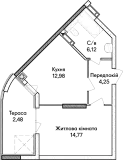 1-комнатная  40.64м² номер - 6 изображение с ЖК Синергія Сіті