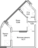 1-комнатная  40.64м² номер - 30 изображение с ЖК Синергія Сіті