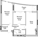 2-комнатная  61.89м² номер - 46 изображение с ЖК Синергія Сіті