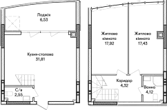 2-комнатная  84.68м² номер - 60 изображение с ЖК Синергія Сіті
