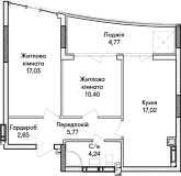 2-комнатная  61.88м² номер - 6 изображение с ЖК Синергія Сіті