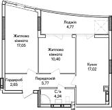 2-комнатная  61.9м² номер - 53 изображение с ЖК Синергія Сіті