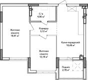 2-комнатная  62.43м² номер - 39 изображение с ЖК Синергія Сіті