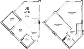 3-комнатная  93м² номер - 75 изображение с ЖК Синергія Сіті