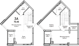 3-комнатная  82.4м² номер - 88 изображение с ЖК Синергія Сіті