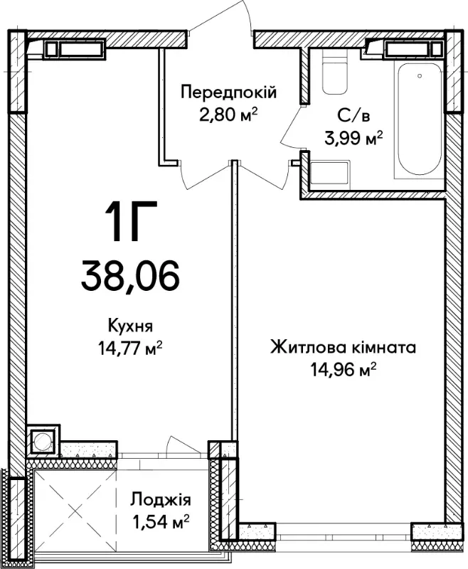 Купити 1-кімнатну квартиру  в Ірпені