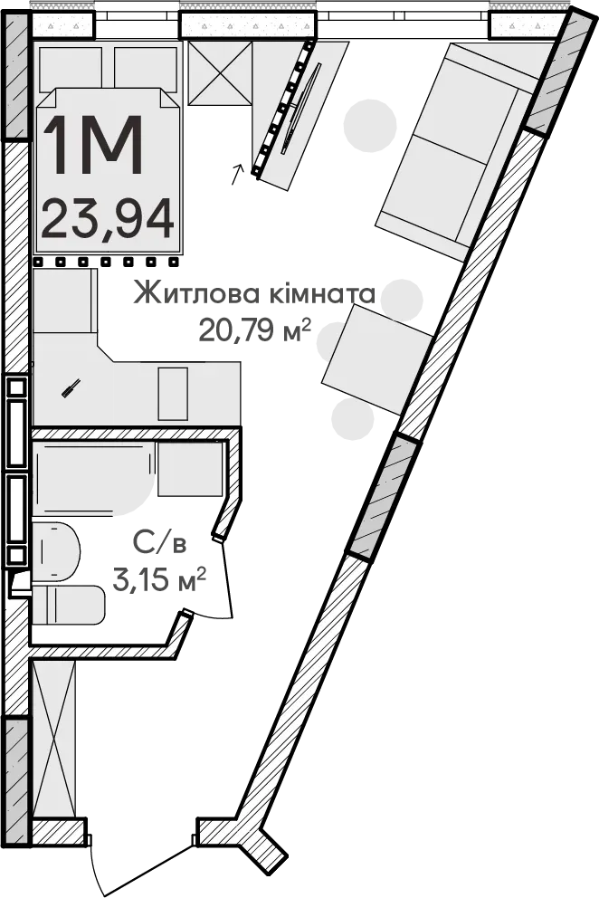 Купити 1-кімнатну квартиру  в Ірпені
