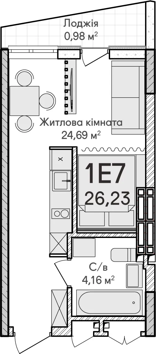 Купити 1-кімнатну квартиру  в Ірпені