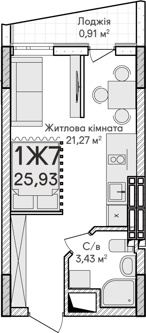Купити 1-кімнатну квартиру  в Ірпені