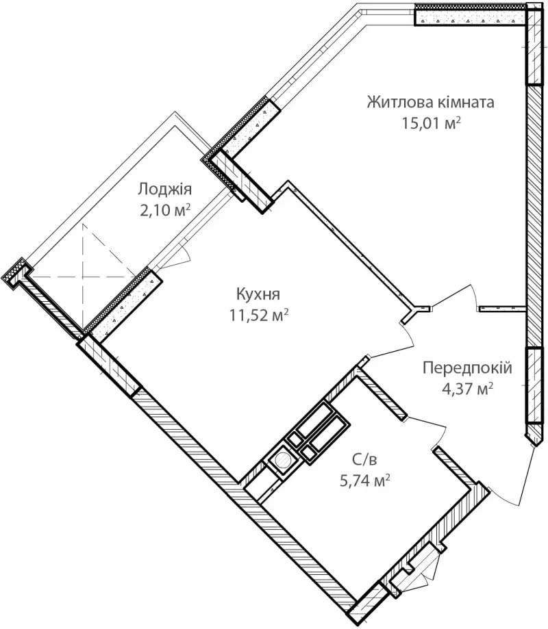 Купити 1-кімнатну квартиру  в Ірпені