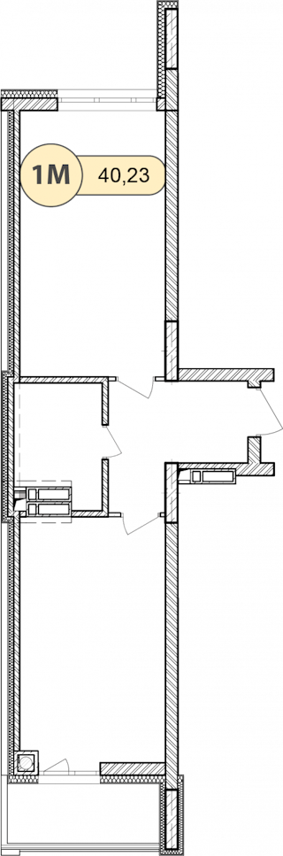 1-комнатная  40.23м² номер - 60 изображение с ЖК Синергія Сіті