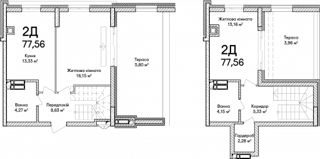2-комнатная  77.56м² номер - 48 изображение с ЖК Синергія Сіті
