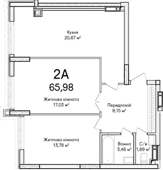 2-кімнатна  65.26м² номер - 37 зображення з ЖК Синергія Сіті