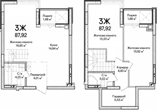 3-комнатная  87.92м² номер - 81 изображение с ЖК Синергія Сіті