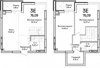 3-комнатная  76.09м² номер - 82 изображение с ЖК Синергія Сіті
