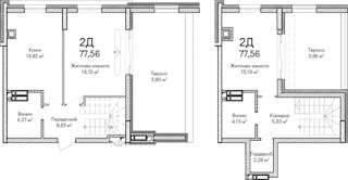 3-комнатная  77.56м² номер - 47 изображение с ЖК Синергія Сіті