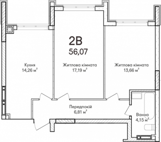 2-кімнатна  57.2м² номер - 74 зображення з ЖК Синергія Сіті