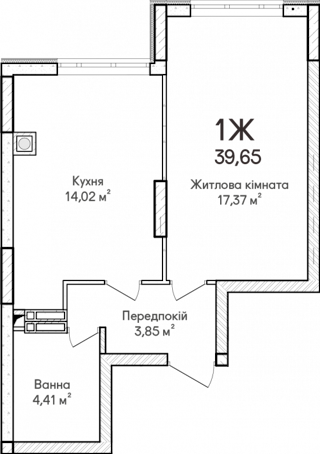 1-кімнатна  40.5м² номер - 67 зображення з ЖК Синергія Сіті